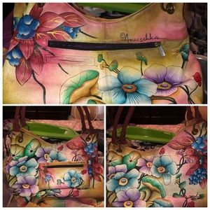 Leather anuschka bag with matching wallet